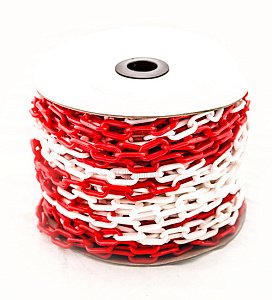 Цепь пластиковая 8 мм, красно-белая (упак.5 метров)